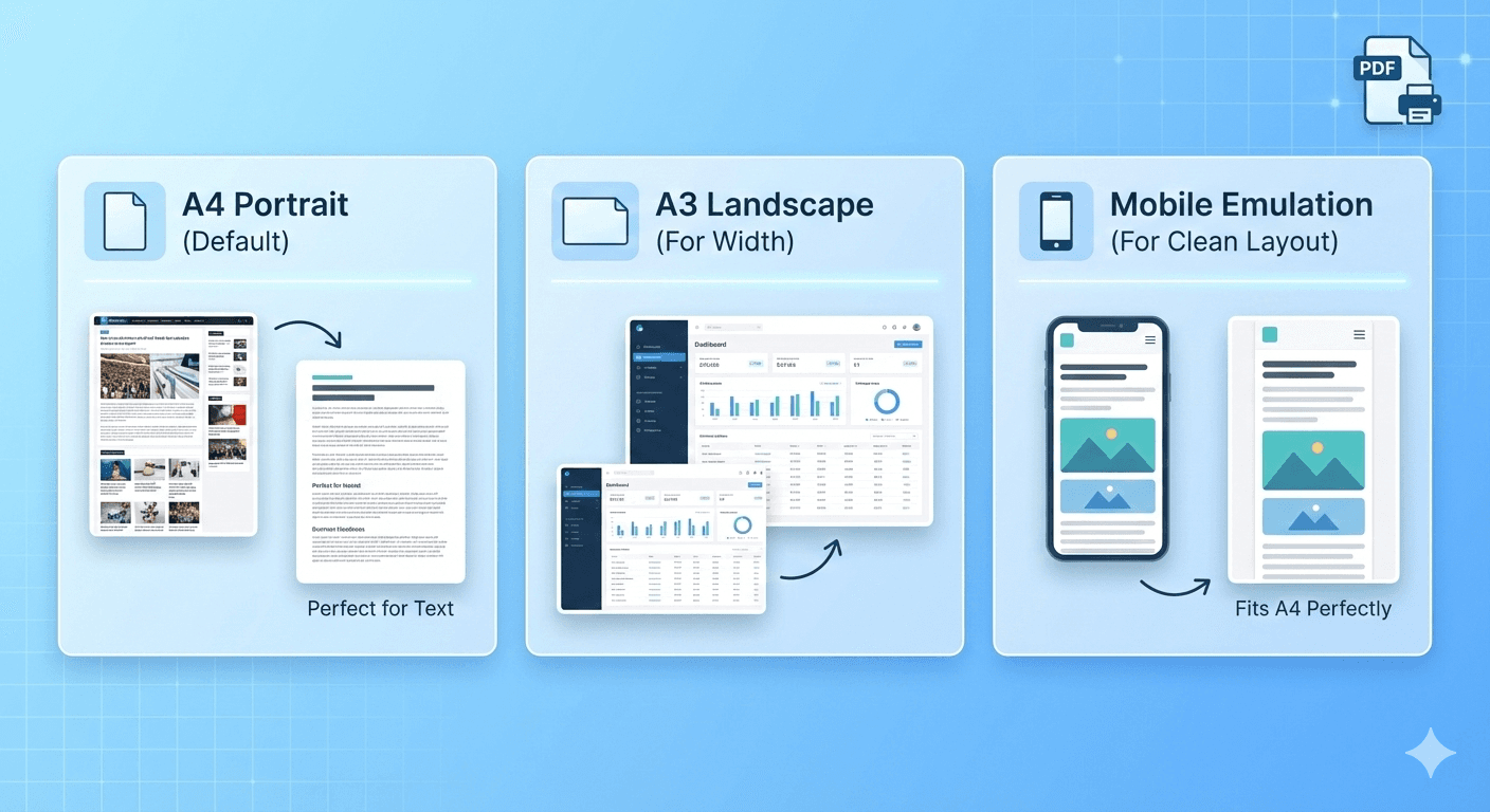 A4 vs. A3 vs. Mobile: How to Get the Perfect Webpage PDF
